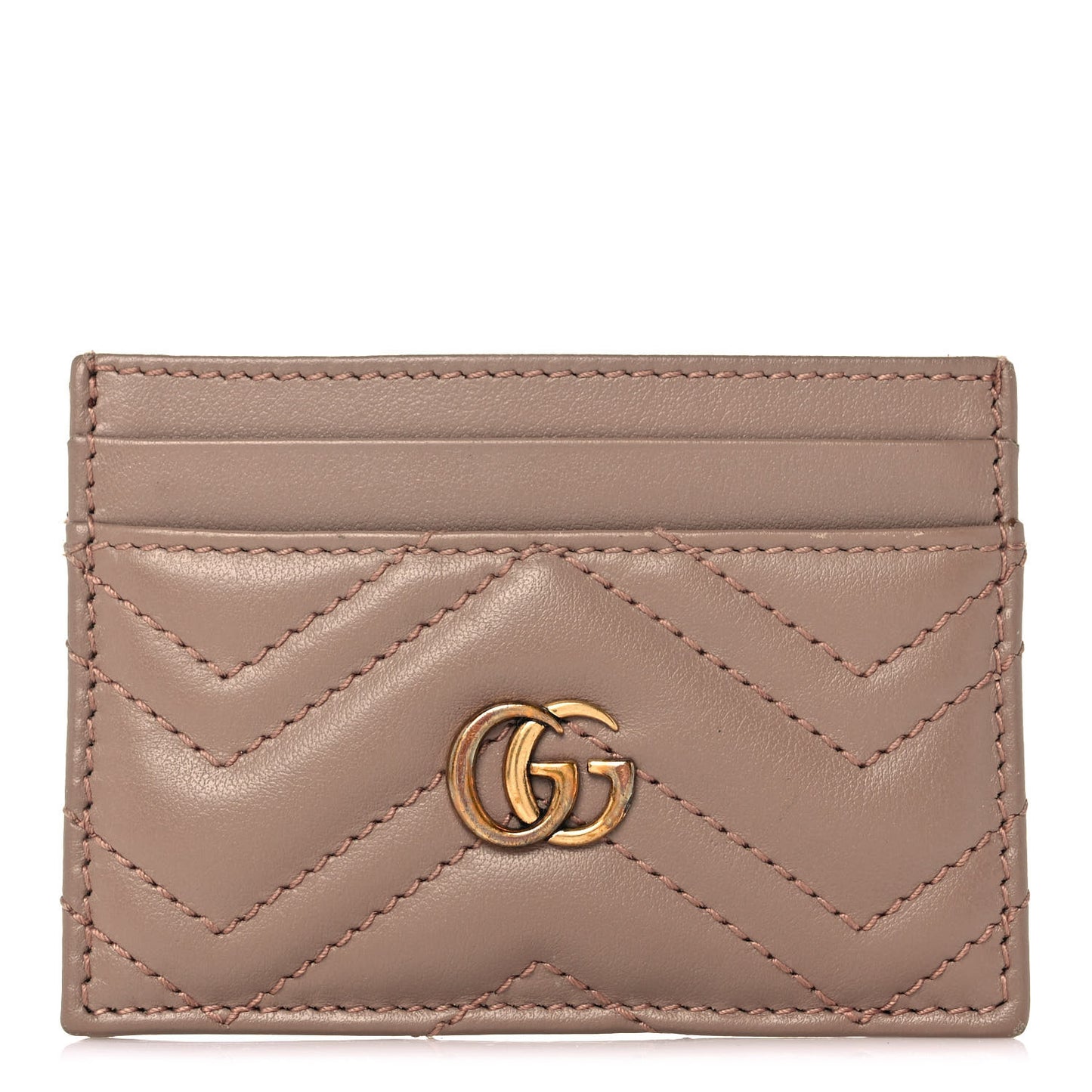 Calfskin Matelasse GG Marmont Card Holder Porcelain Rose
