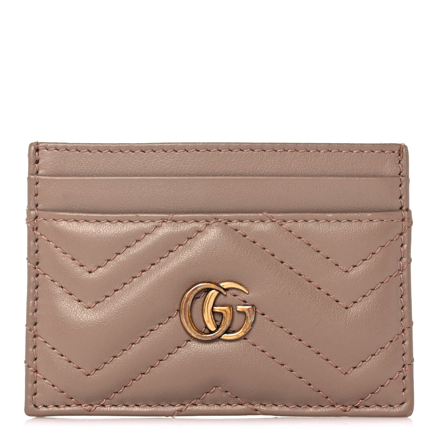 Gucci Calfskin Matelasse GG Marmont Card Holder Porcelain Rose 1 of 8