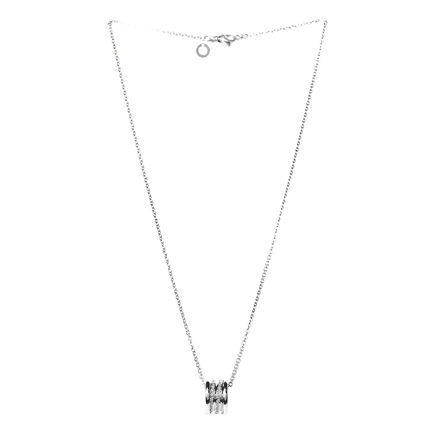 Bulgari 18K White Gold Diamond B.Zero1 Pave Pendant Necklace 3 of 6