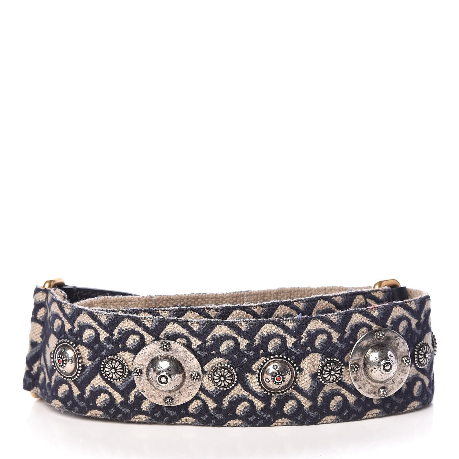 Christian Dior Oblique Studded Shoulder Strap Blue 2 of 7
