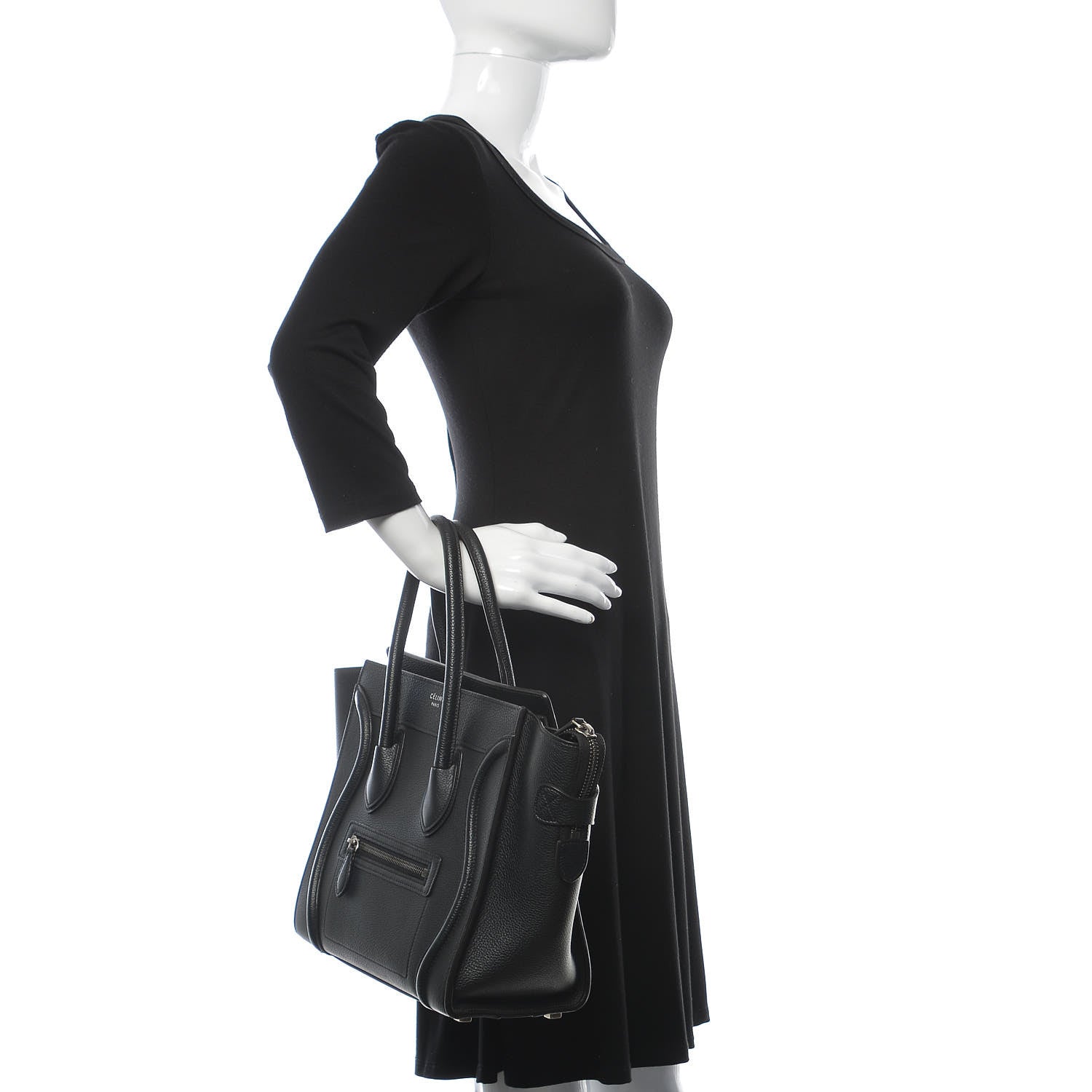 Celine Drummed Calfskin Micro Luggage Black 2 of 8
