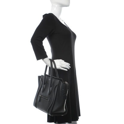 Celine Drummed Calfskin Micro Luggage Black 2 of 8