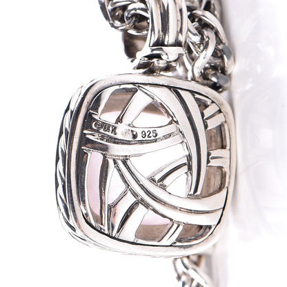 David Yurman Sterling Silver Pave Diamond Rose Quartz 14mm Albion Enhancer Pendant Necklace 8 of 9