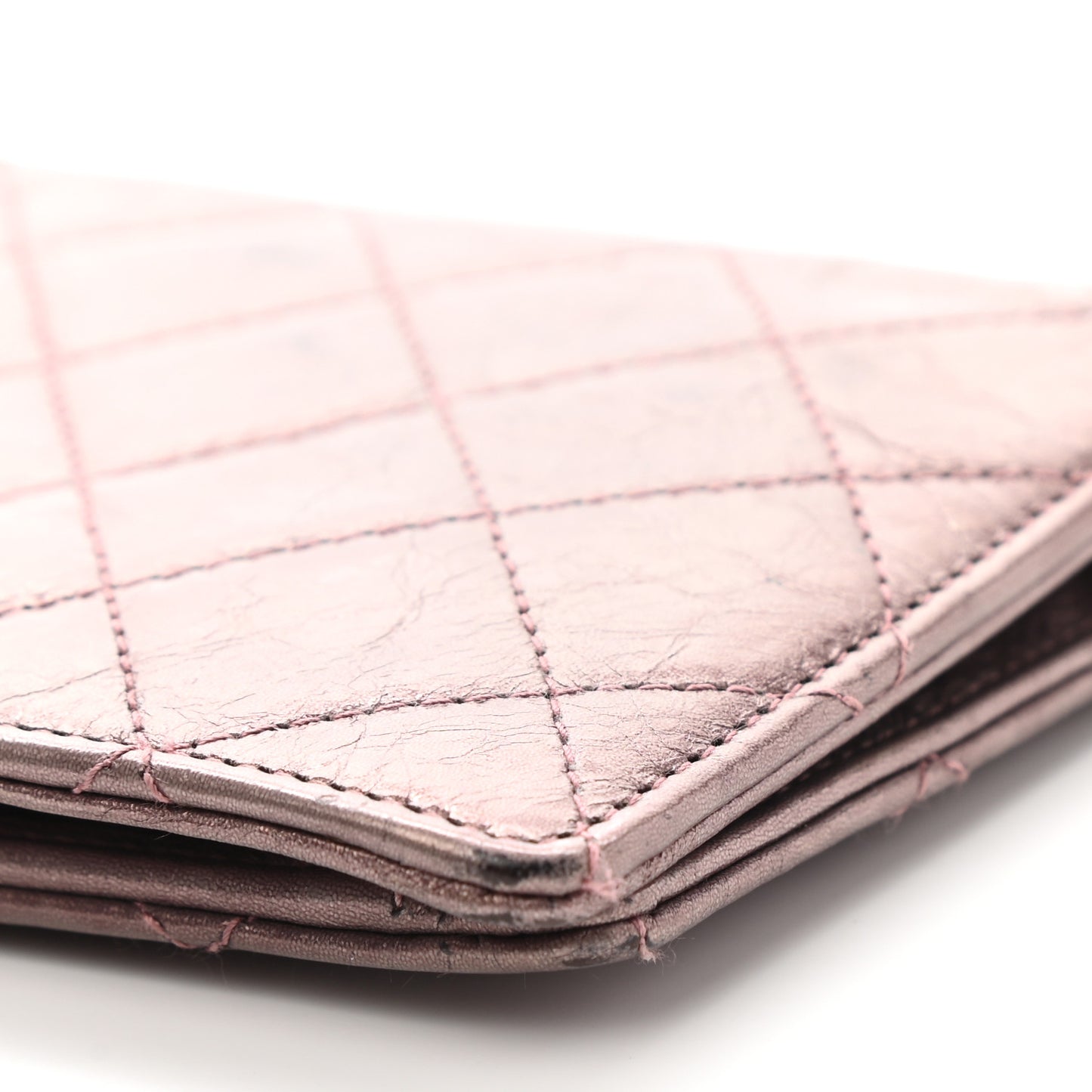 Aged Calfskin Quilted Reissue 2.55 Yen Wallet Purple