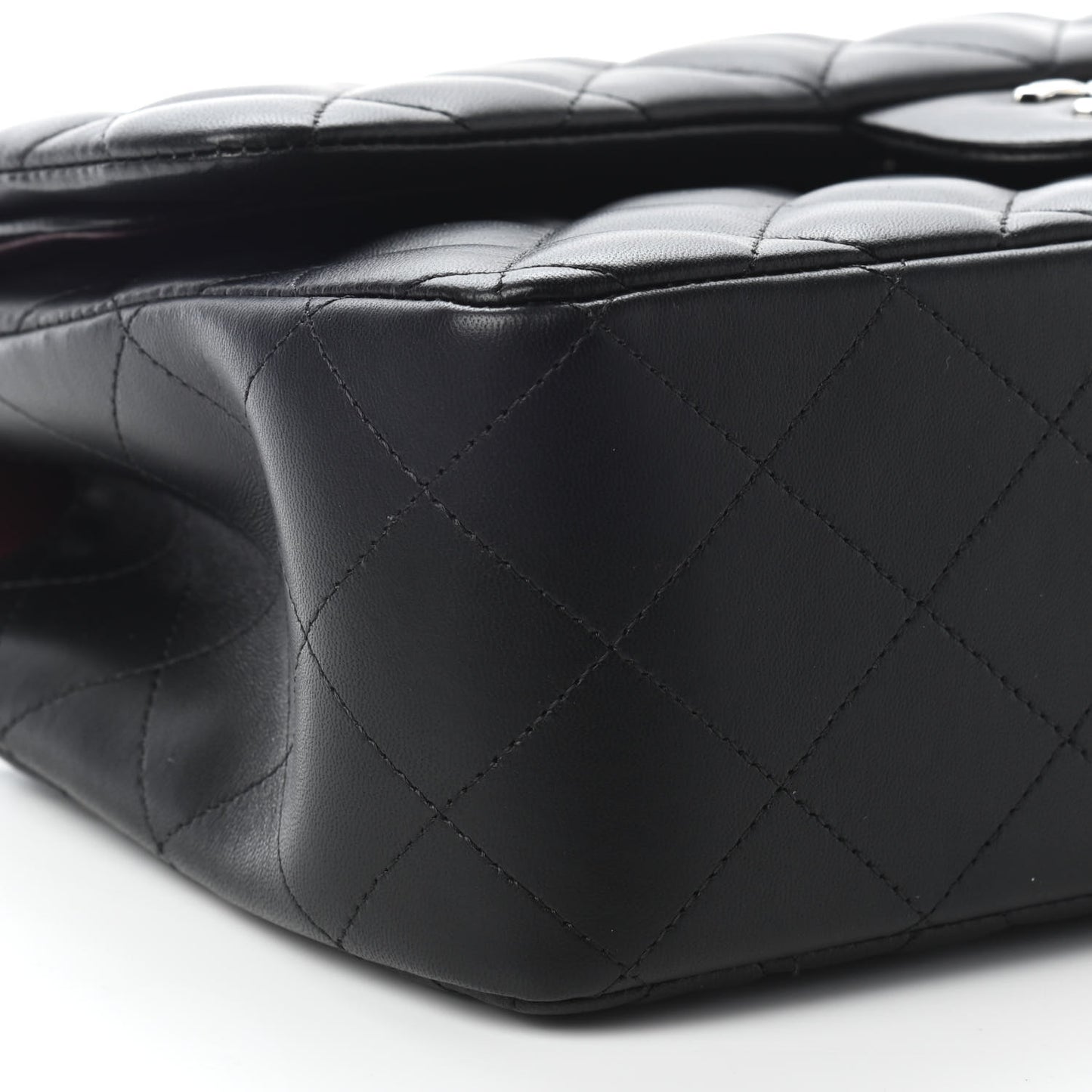 Lambskin Quilted Jumbo Double Flap Black