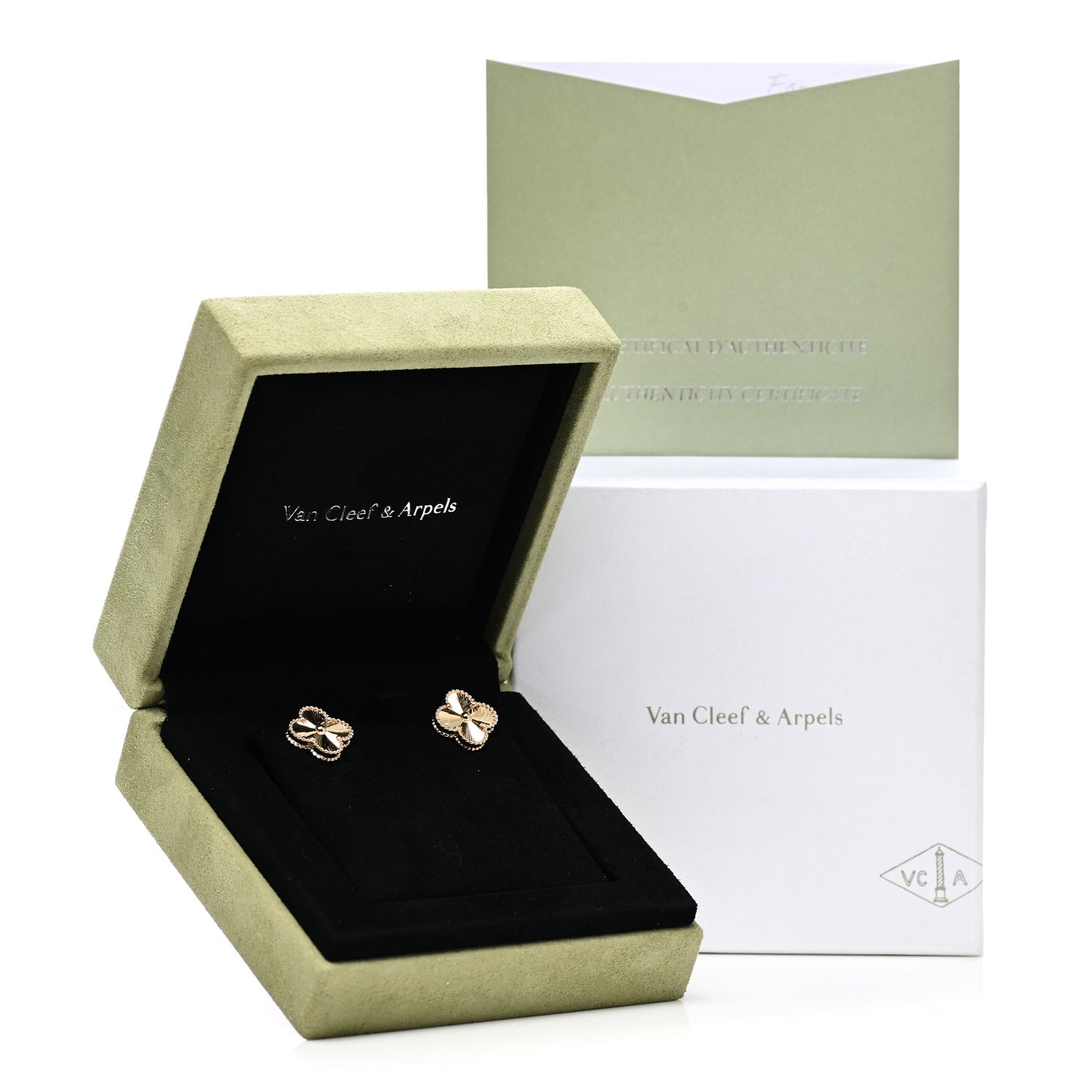 18K Yellow Gold Guilloche Vintage Alhambra Earrings