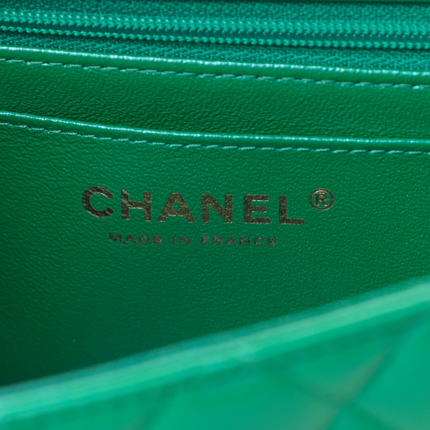 Iridescent Lambskin Quilted Mini Top Handle Rectangular Flap Green