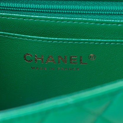 Chanel Iridescent Lambskin Quilted Mini Top Handle Rectangular Flap Green 6 of 11
