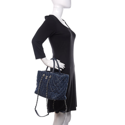 Chanel Denim Quilted Medium Coco Handle Shopping Tote Blue 3 of 12