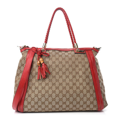 Gucci Monogram Large Bella Top Handle Bag Red 1 of 12