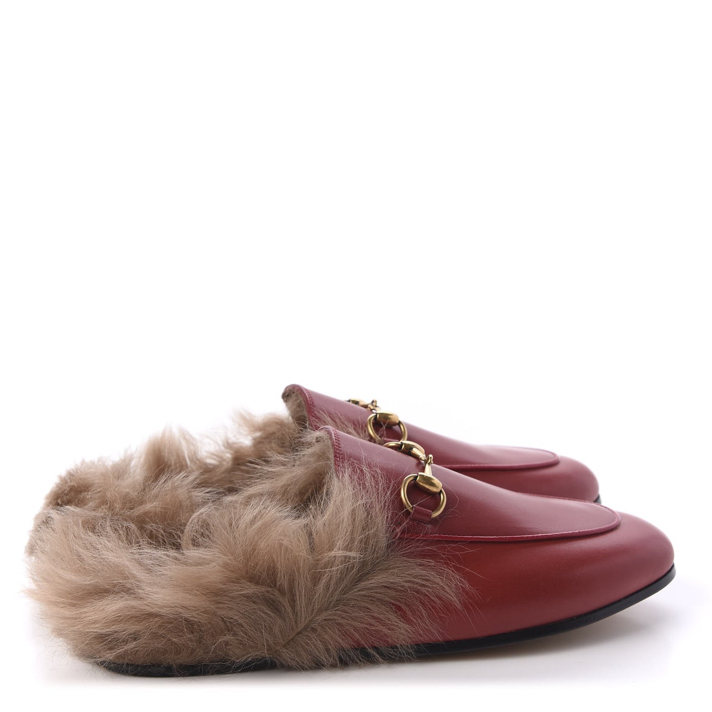 Betis Glamour Calfskin Fur Womens Princetown Slippers 36 Hibiscus Red Naturale