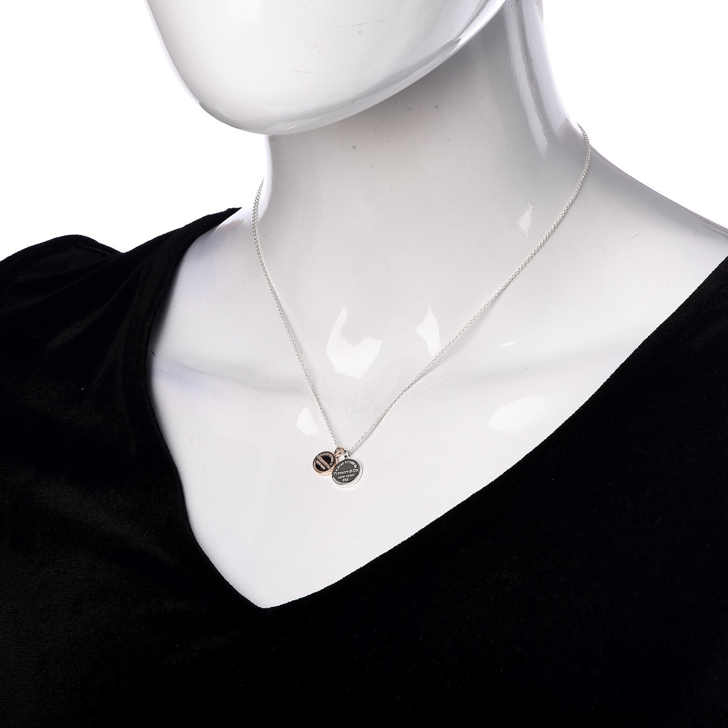 Tiffany Sterling Silver Rubedo Return to Circle Duo Pendant Necklace 2 of 6