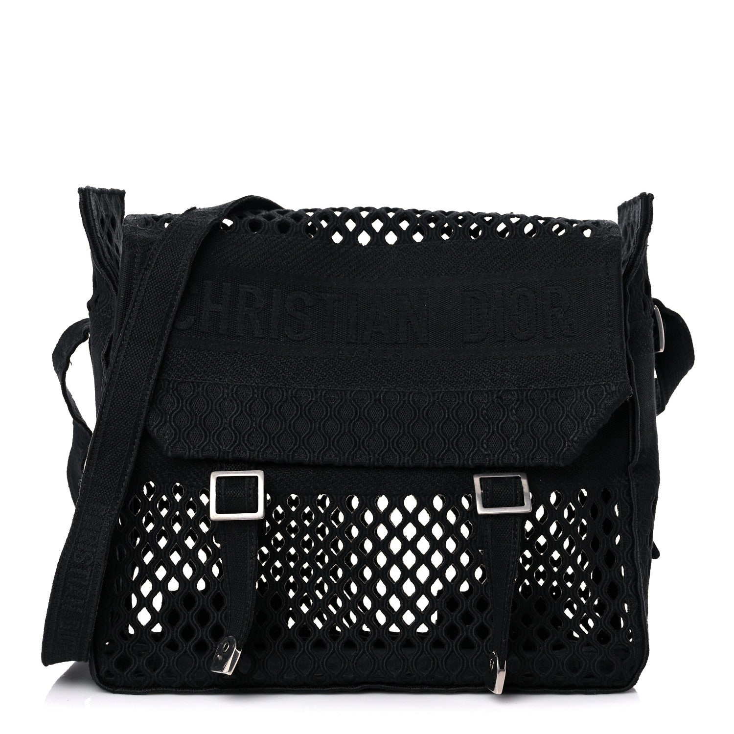 Christian Dior Canvas Embroidered Mesh Diorcamp Messenger Black 1 of 14