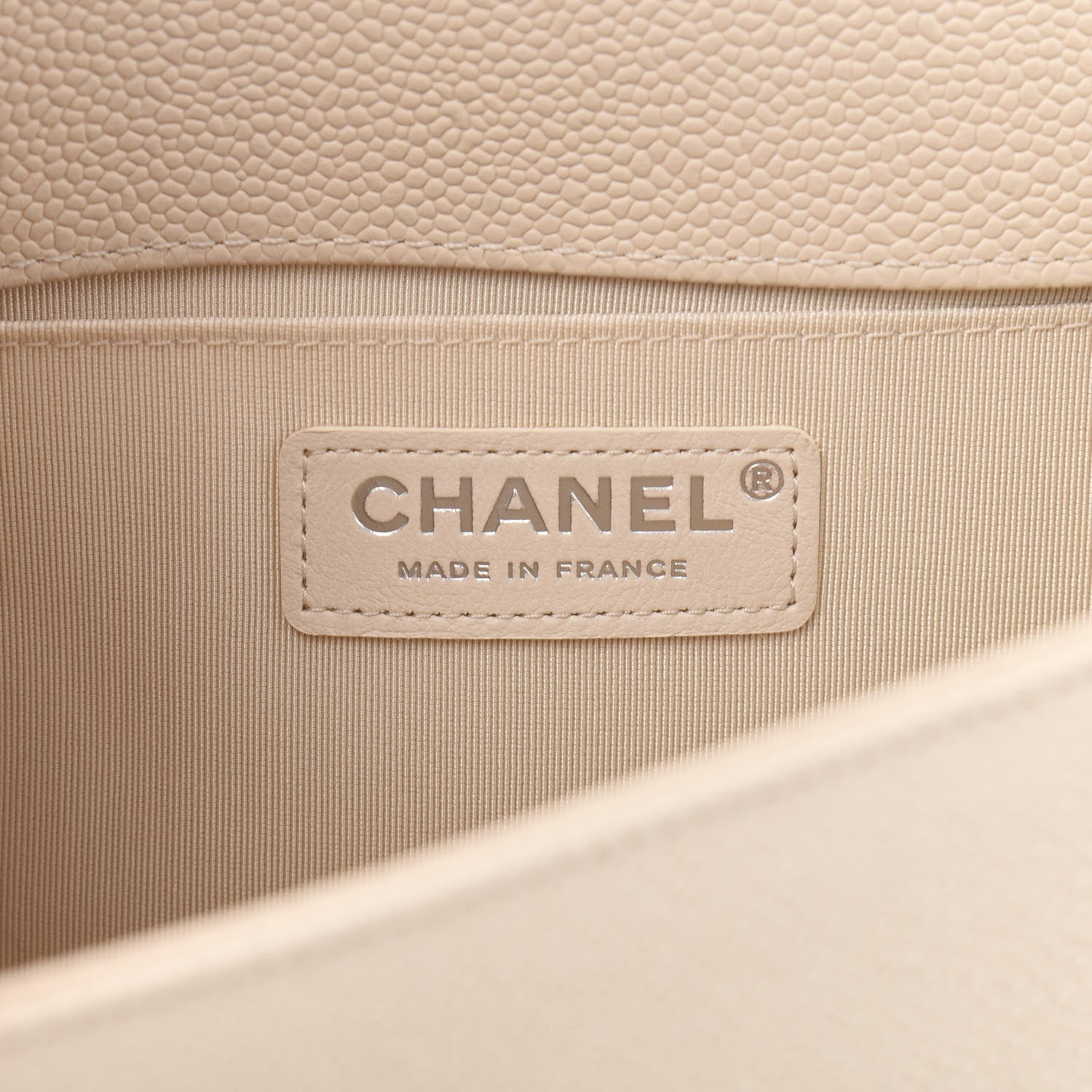 Chanel Caviar Chevron Quilted Medium Boy Flap Light Beige 6 of 10