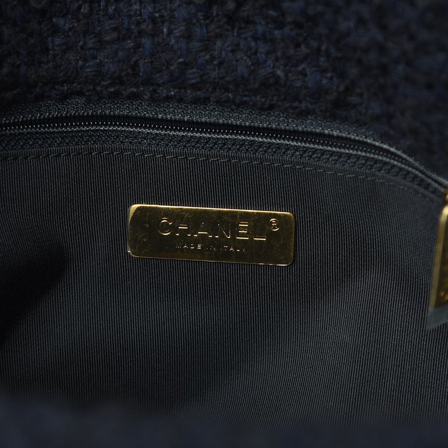 Tweed Quilted Large 19 Flap Navy Blue