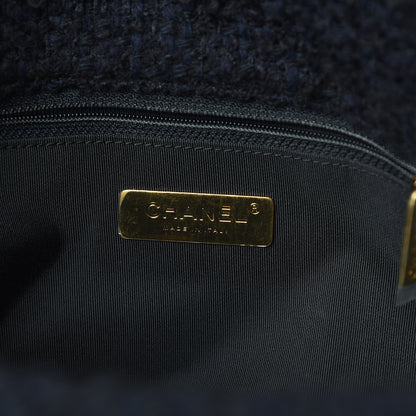Chanel Tweed Quilted Large 19 Flap Navy Blue 6 of 11