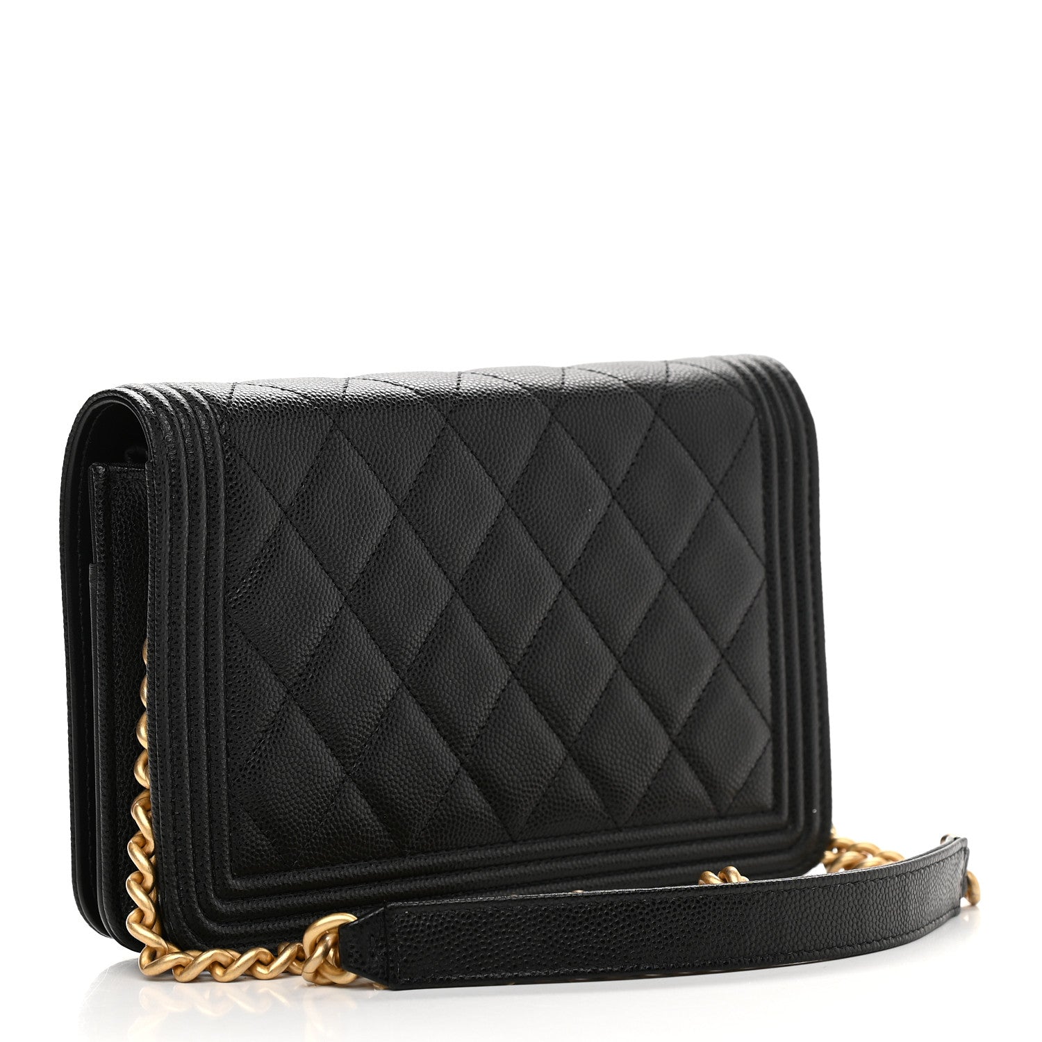Chanel Caviar Quilted Boy Wallet On Chain WOC Black 3 of 12