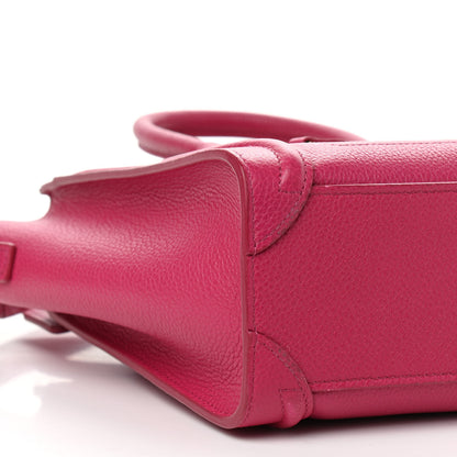 Celine Drummed Calfskin Nano Luggage Fuchsia 8 of 9
