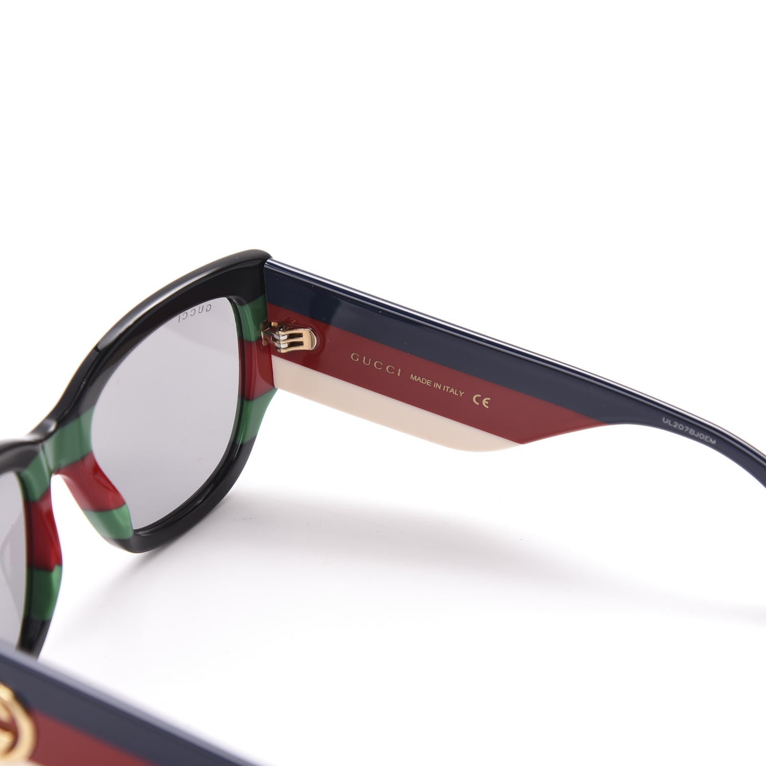 Gucci Acetate Web Oversized Frame Rectangle Sunglasses GG0276S Black Multicolor 5 of 9