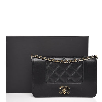 Chanel Sheepskin Quilted Mademoiselle Vintage Wallet On Chain WOC Black 9 of 10