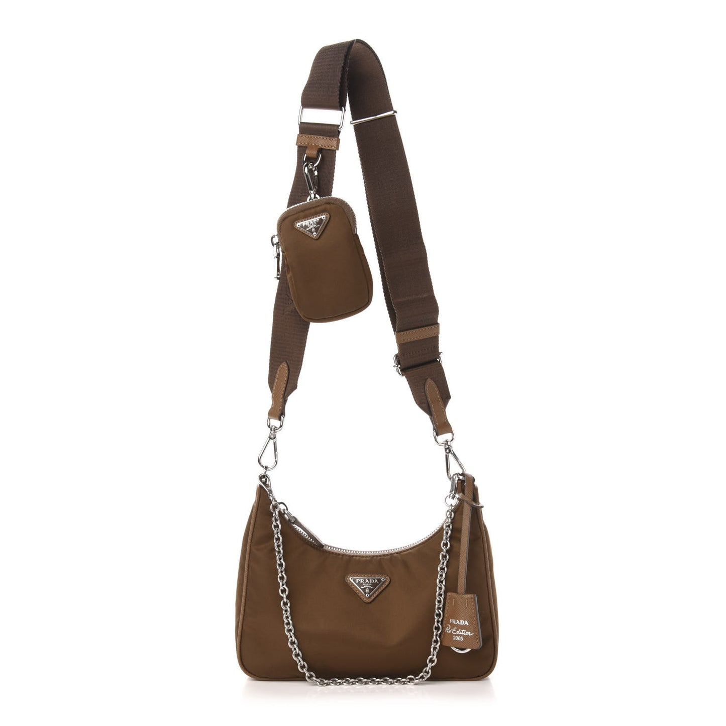 Tessuto Nylon Saffiano Re-Edition 2005 Shoulder Bag Cacao