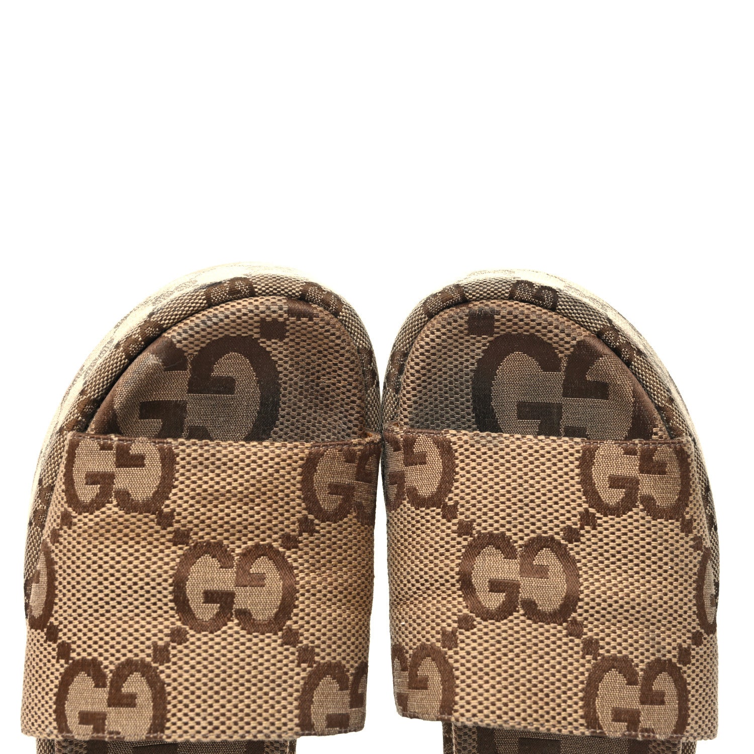 Gucci Monogram Maxi GG Angelina Platform 55mm Slide Sandals 36 Camel Ebony 9 of 10