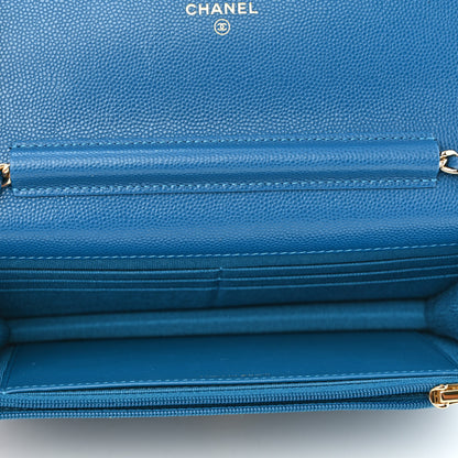 Chanel Caviar Quilted Wallet on Chain WOC Blue 5 of 12