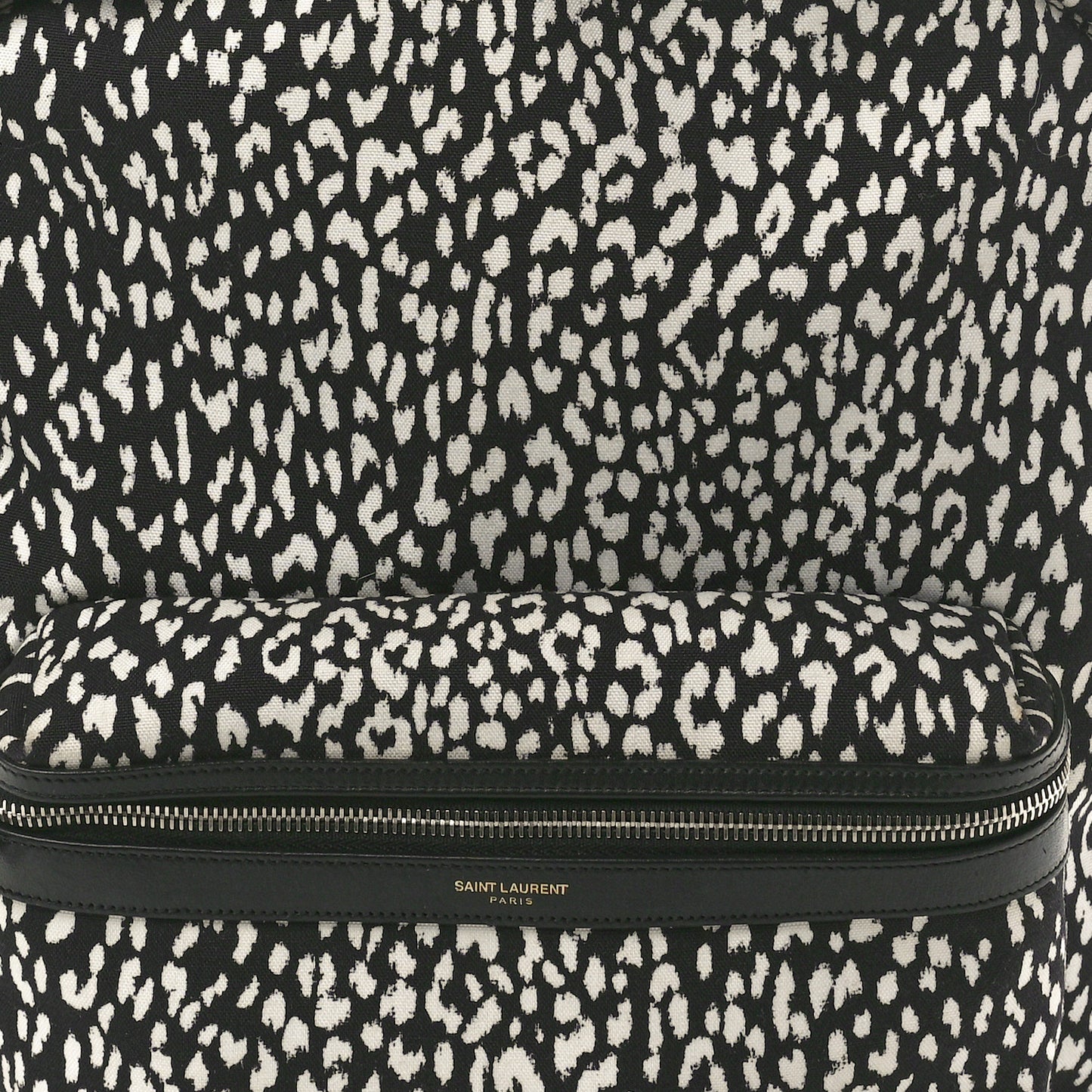 Canvas Leopard Print City Backpack Black White