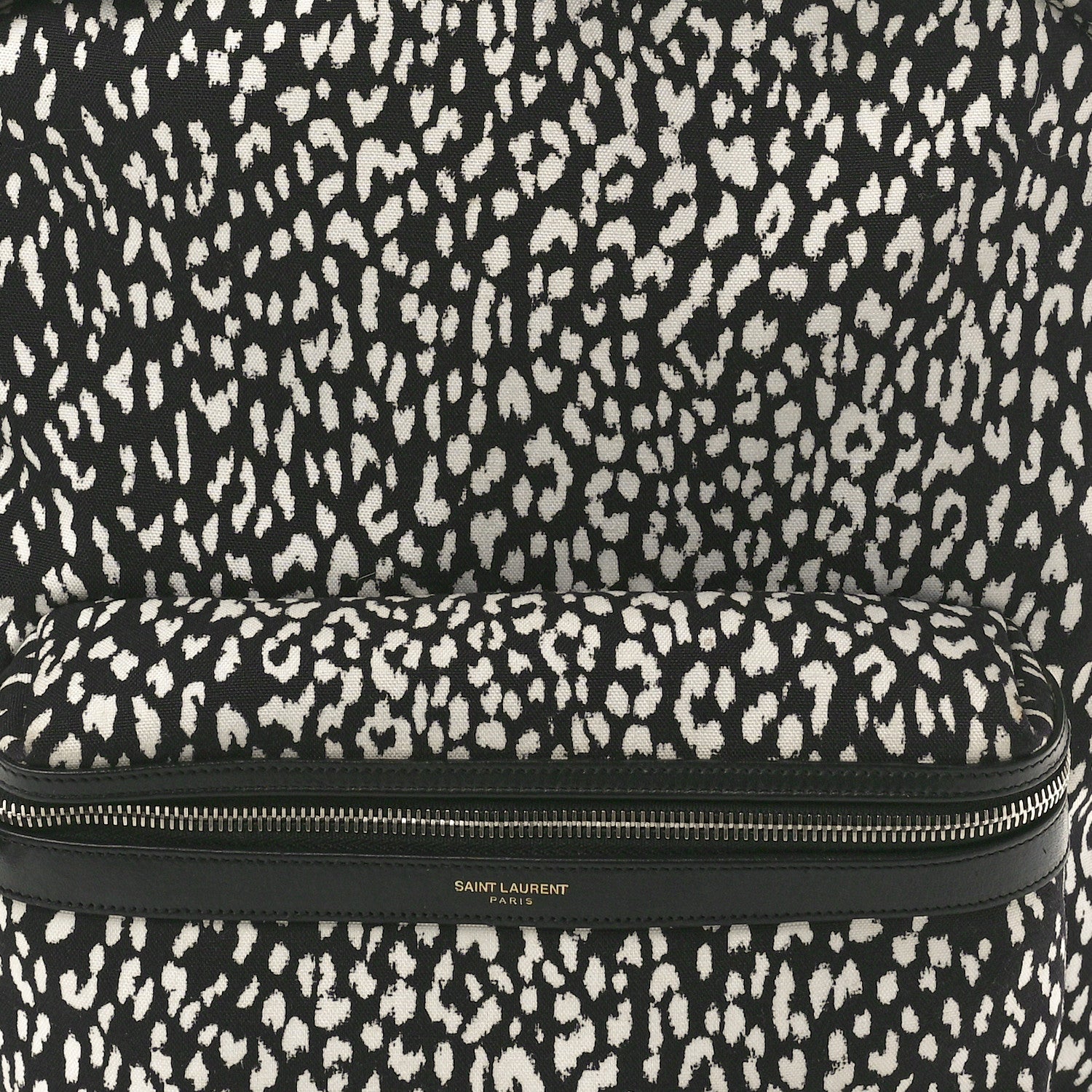 Saint Laurent Canvas Leopard Print City Backpack Black White 8 of 10