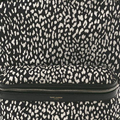 Saint Laurent Canvas Leopard Print City Backpack Black White 8 of 10