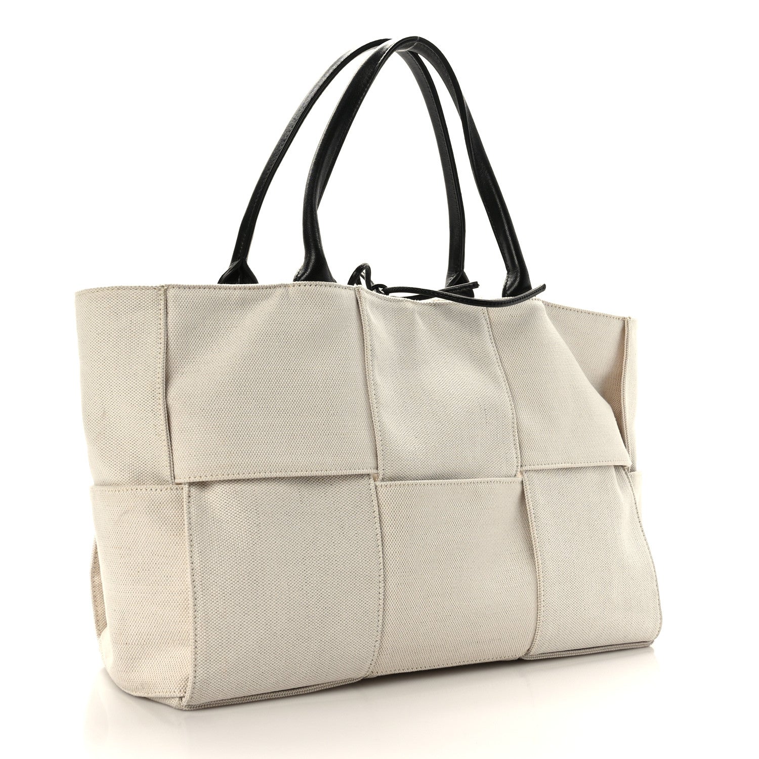 Bottega Veneta Canvas Maxi Intrecciato Medium Arco Tote Beige Black 4 of 8