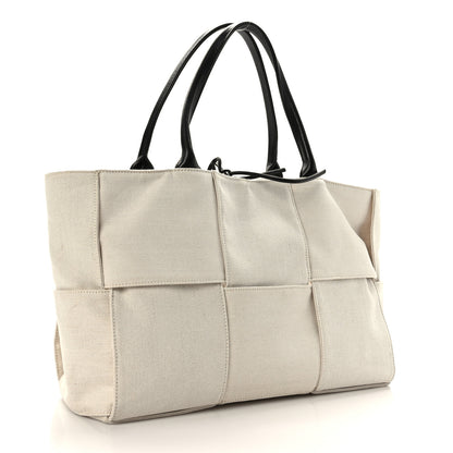 Bottega Veneta Canvas Maxi Intrecciato Medium Arco Tote Beige Black 4 of 8