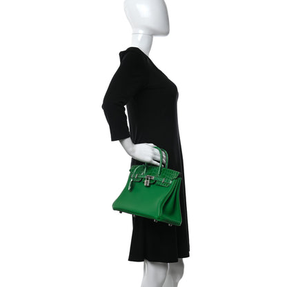 Hermes Togo Shiny Niloticus Crocodile Birkin Touch 25 Bambou Cactus 3 of 10