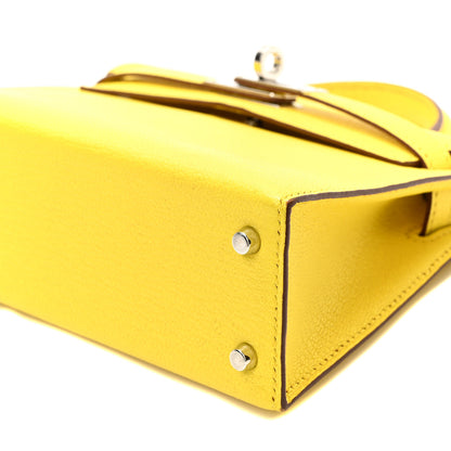 Hermes Chevre Mysore Mini Kelly Sellier 20 Jaune Citron 10 of 11