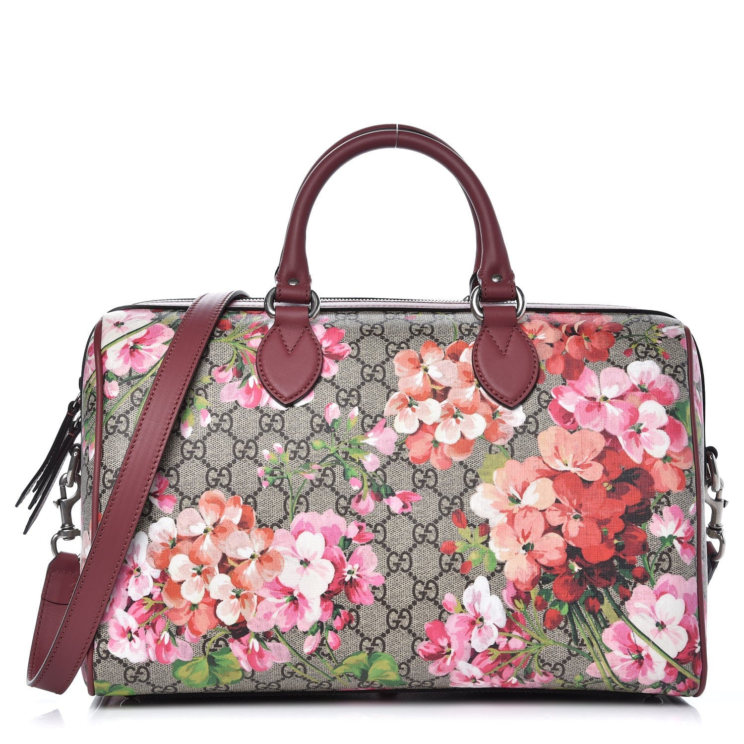 Gucci GG Supreme Monogram Blooms Medium Boston Beige Multicolor Dry Rose 1 of 7