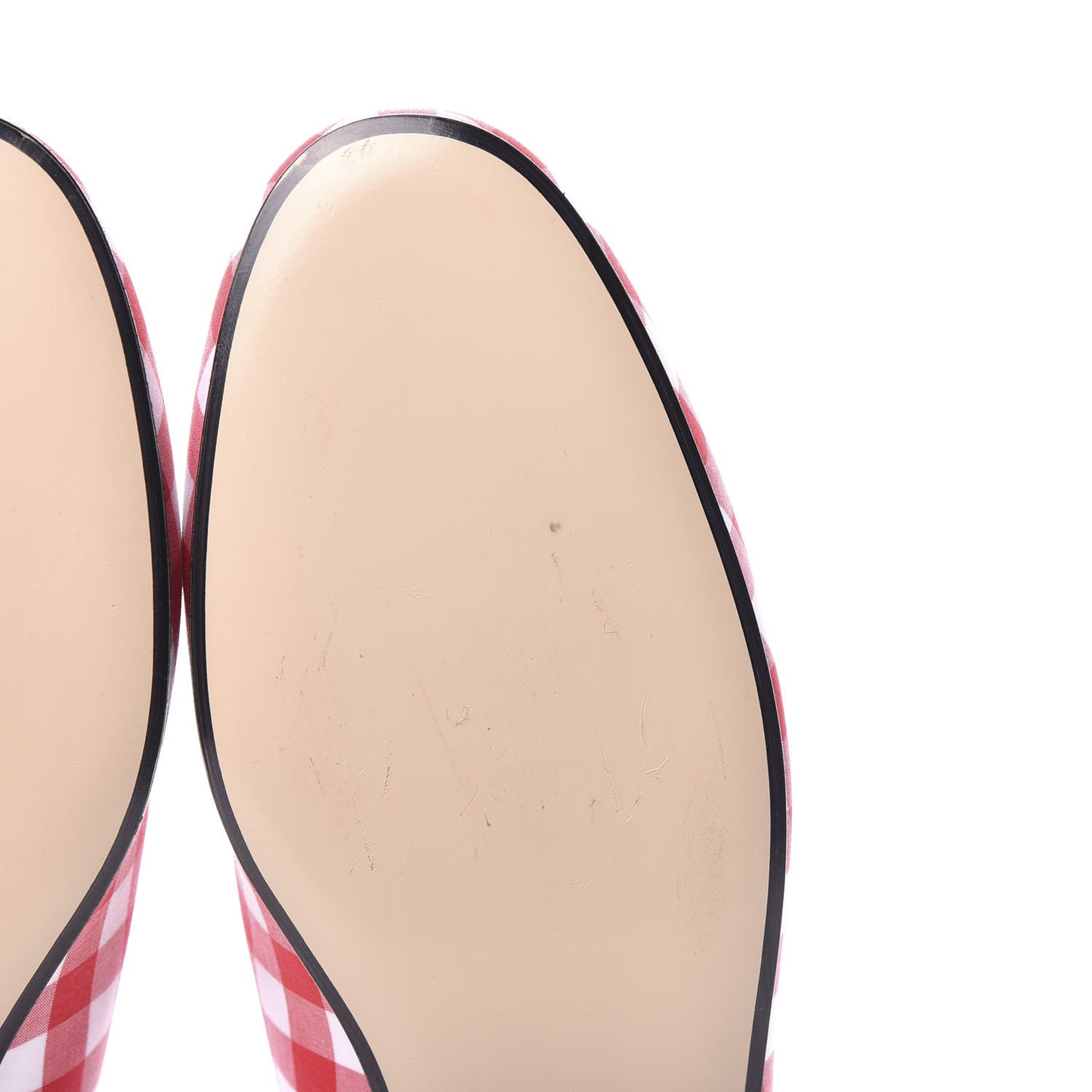 Cotton Gingham Womens Princetown Slippers 40 White Red
