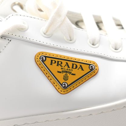 Prada Spazzolato Rois Metal Triangle Logo 25mm Sneakers 39.5 White Soleil 9 of 12