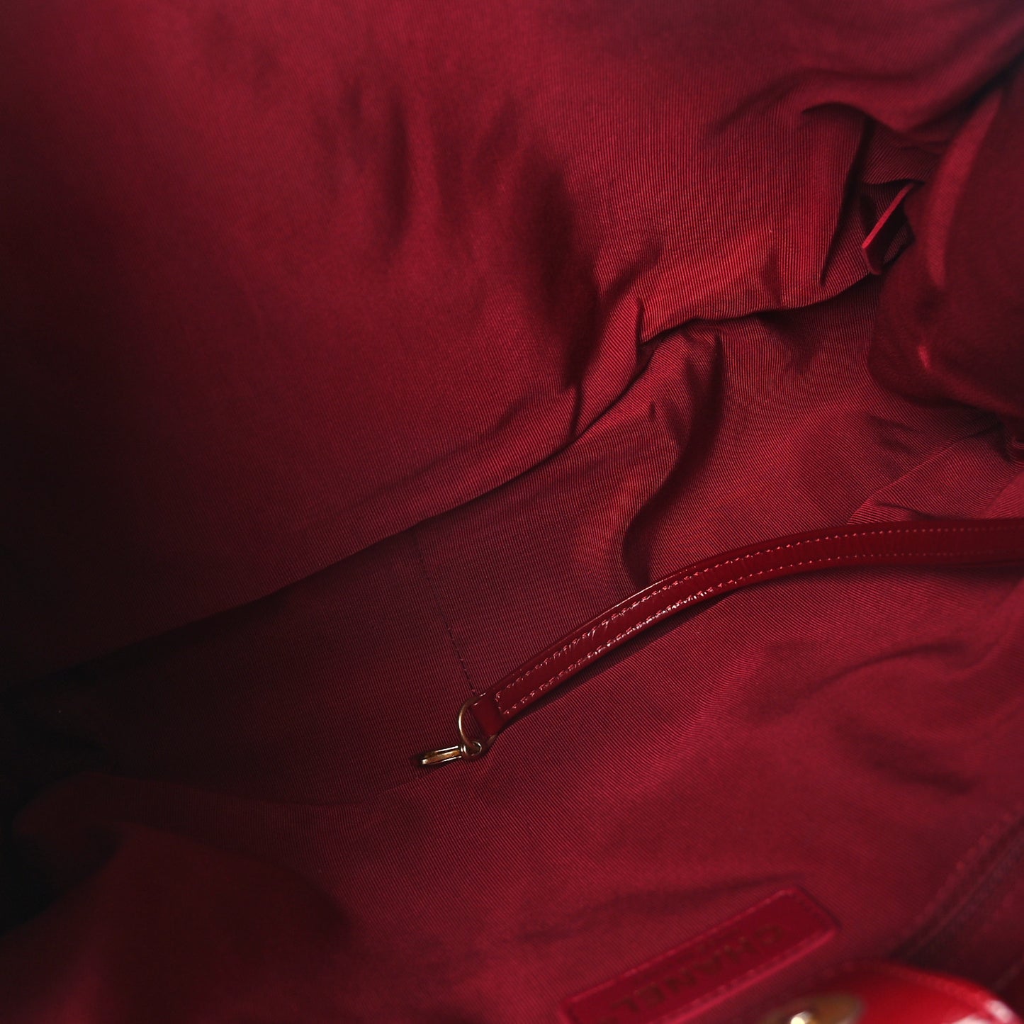 Shiny Aged Calfskin Shopping Bag Red