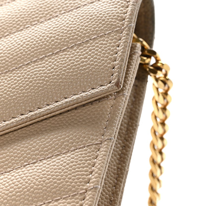 Saint Laurent Grain De Poudre Matelasse Chevron Monogram Chain Wallet Dark Latte 13 of 13