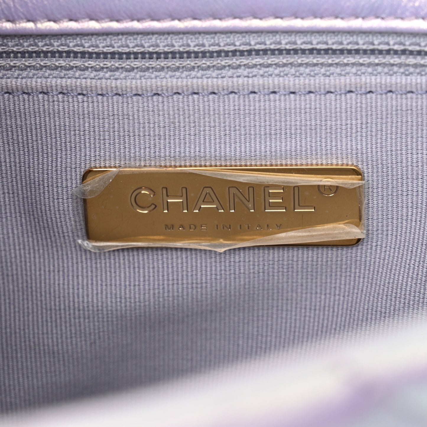 Iridescent Calfskin Quilted Medium Chanel 19 Flap Light Purple Blue