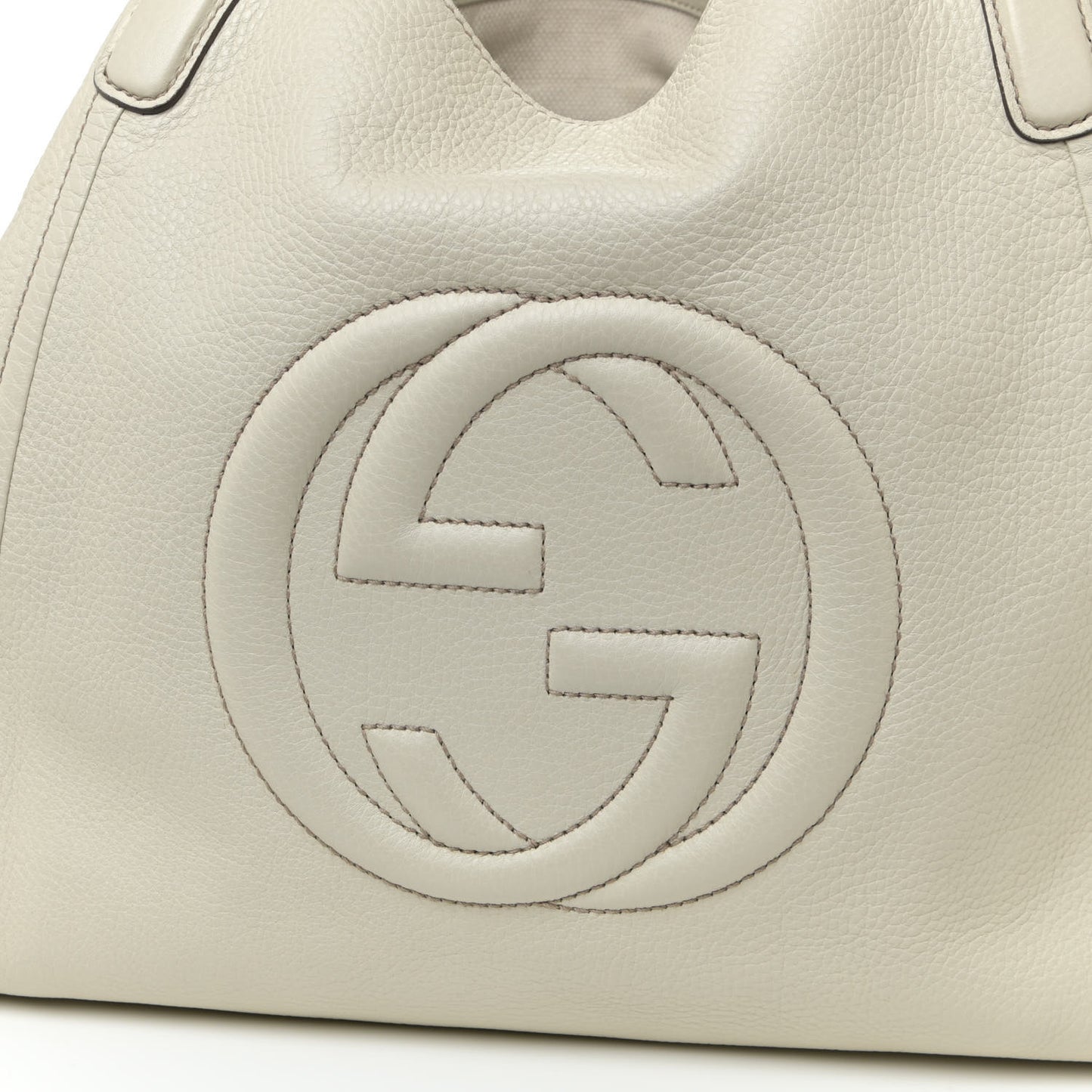 Pebbled Calfskin Medium Soho Shoulder Bag Off White