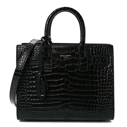 Saint Laurent Calfskin Crocodile Embossed Nano Sac De Jour Black 1 of 12