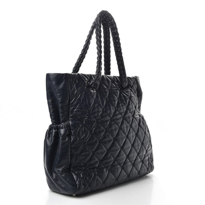 Chanel Lambskin Quilted Hidden Chain Tote Navy 3 of 11