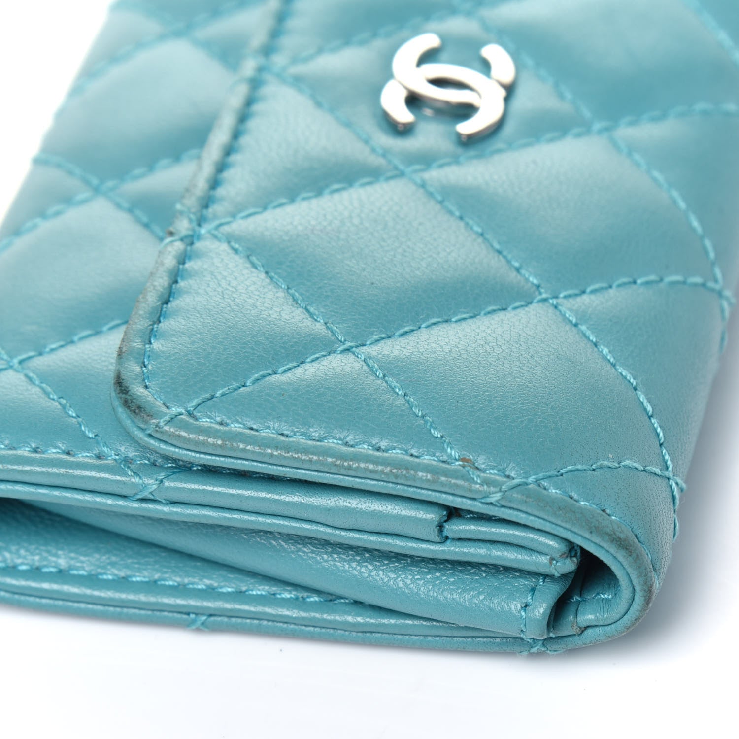 Chanel Lambskin Quilted Flap Card Holder Turquoise 16 of 18