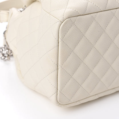 Chanel Caviar Flat Quilted Small Chain Bucket Bag Off White 7 of 11