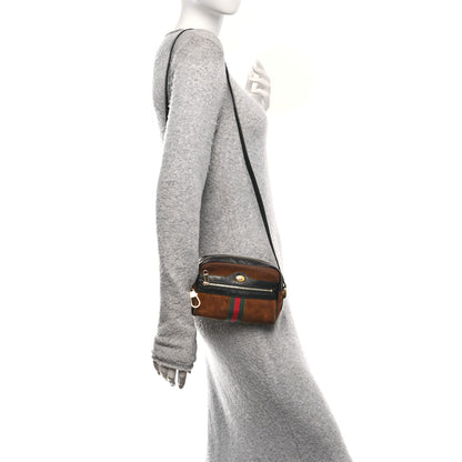Gucci Suede Patent Web Mini Ophidia Shoulder Bag Nocciola Black 2 of 10