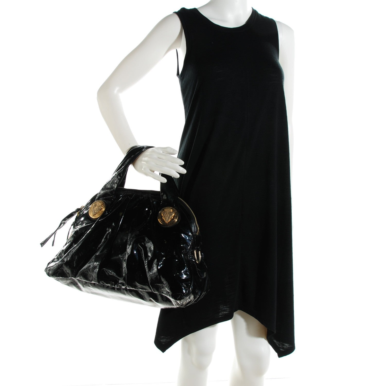 Gucci Patent Medium Hysteria Top Handle Bag Black 2 of 7