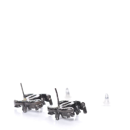 Chanel Ruthenium Baguette Crystal Resin CC Earrings Black 5 of 5