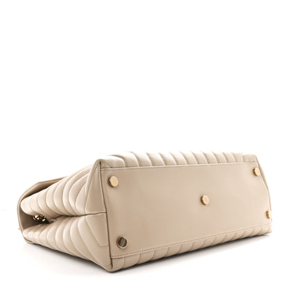 Saint Laurent Calfskin Matelasse Large Loulou Monogram Chain Satchel Dark Beige 4 of 11