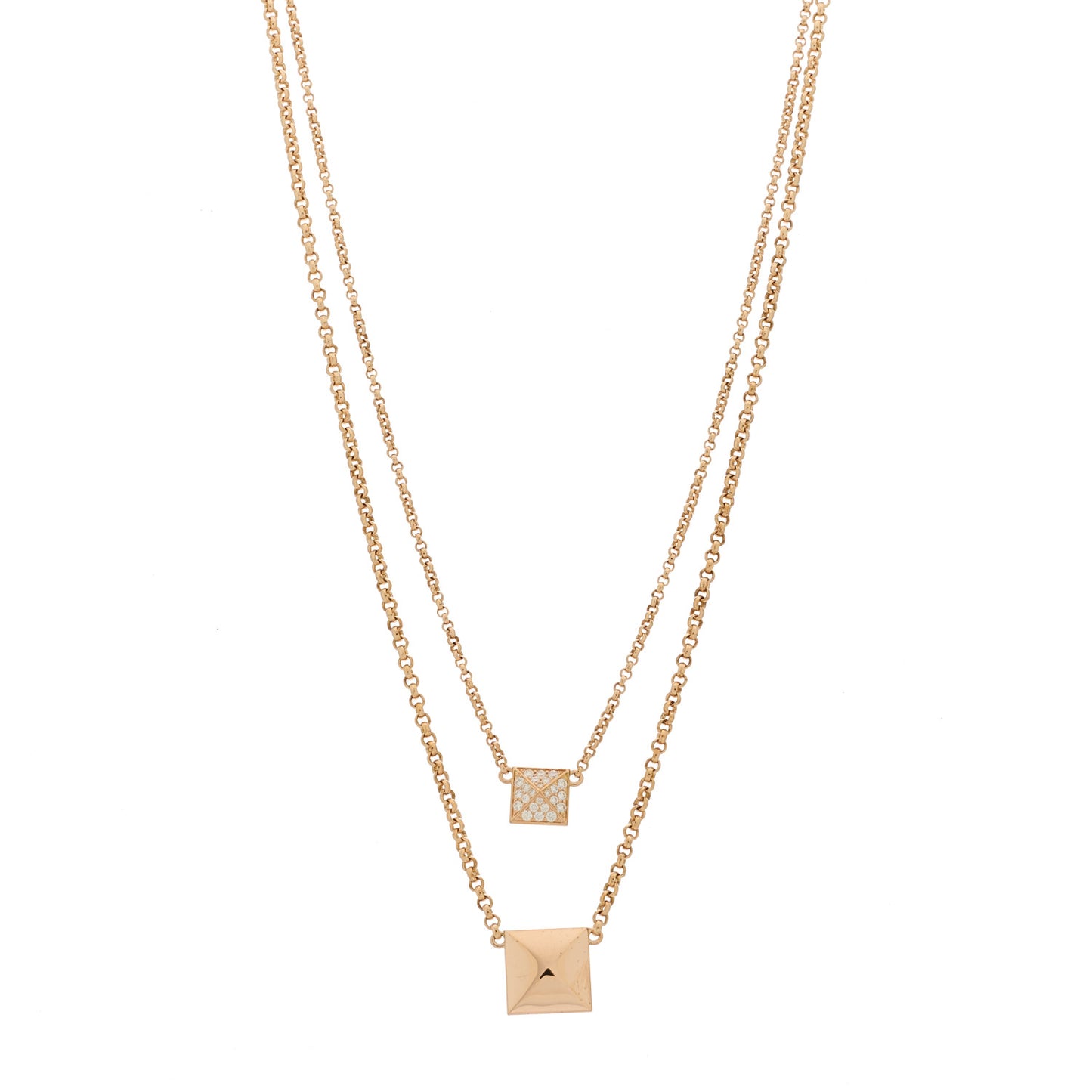 18K Rose Gold Diamond Clou d'H Double Pendant Necklace